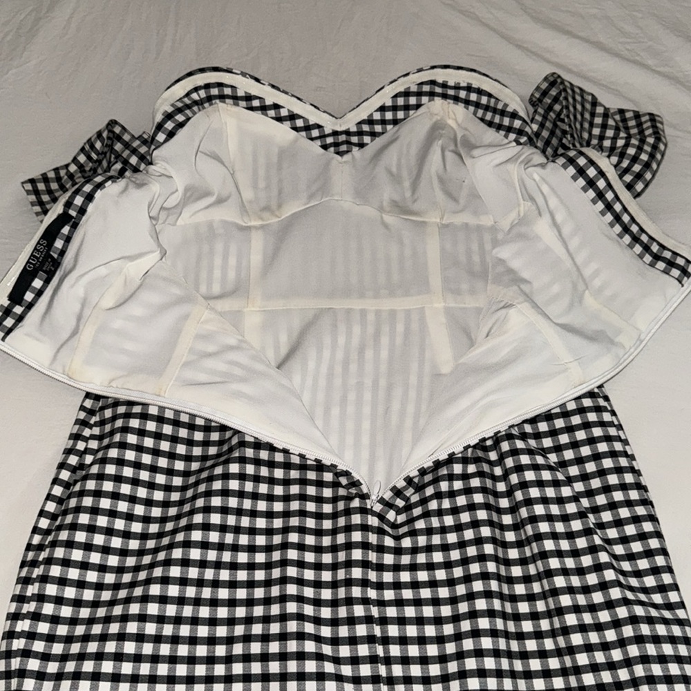 Guess Plaid Off Shoulder Sweetheart Dress 2 - Picture 5 of 10